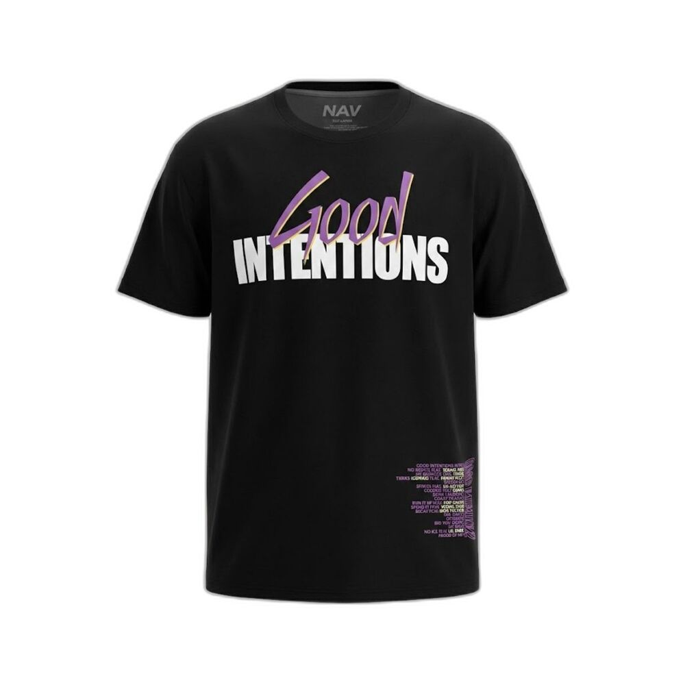 NAV x Vlone Good Intentions Doves Tracklist Graphic T-Shirt Black XL NWOT